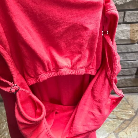 Anthropologie Sundry Ruffle Hem Spaghetti Strap Maxi dress Coral Pink XSmall - Picture 6 of 9